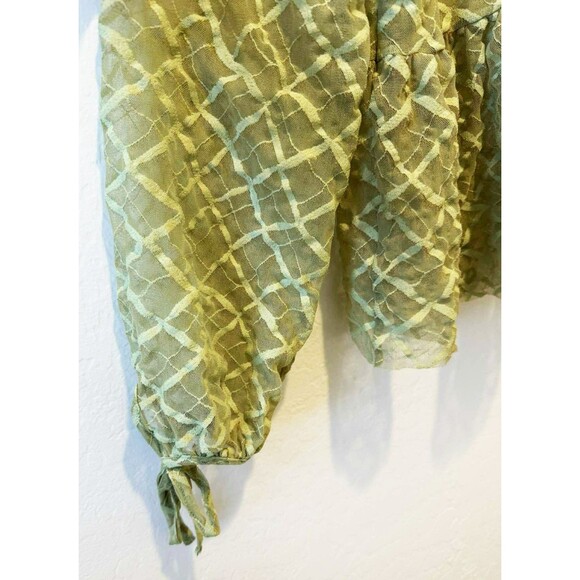 MAEVE ANTHROPOLOGIE SHEER BABYDOLL BLOUSE TOP Chartreuse Oversized sz. Medium - Picture 4 of 7